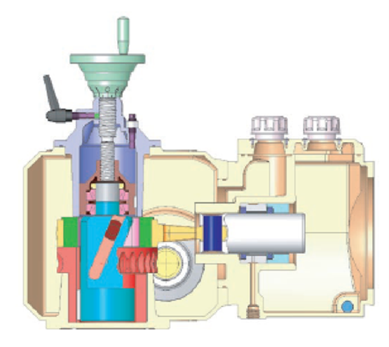 Sơ đồ mặt cắt của cụm dẫn động lệch tâm